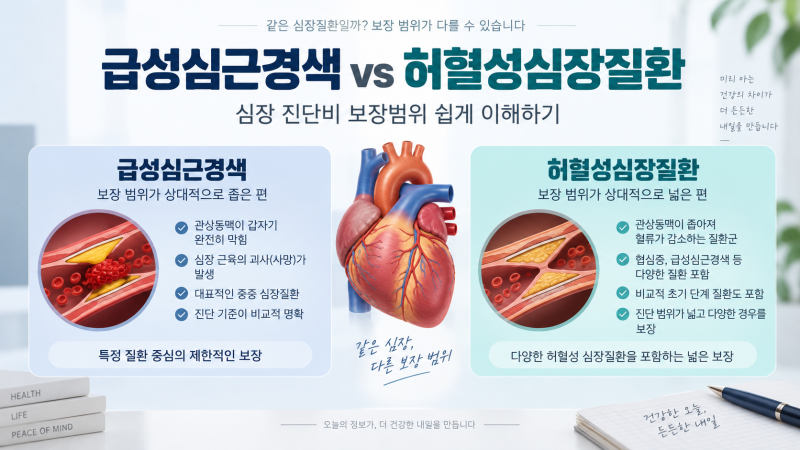 급성심근경색·허혈성심장질환은 뭐가 다를까? 심장 진단비 보장범위 쉽게 이해하기