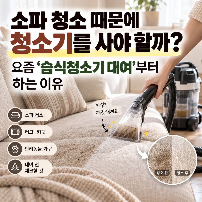 소파 청소 때문에 청소기를 사야 할까? 요즘 ‘습식청소기 대여’부터 하는 이유