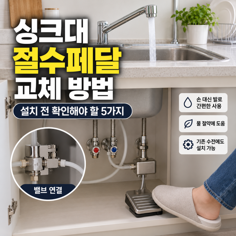 싱크대 절수페달 교체 방법 설치 전 확인해야 할 5가지