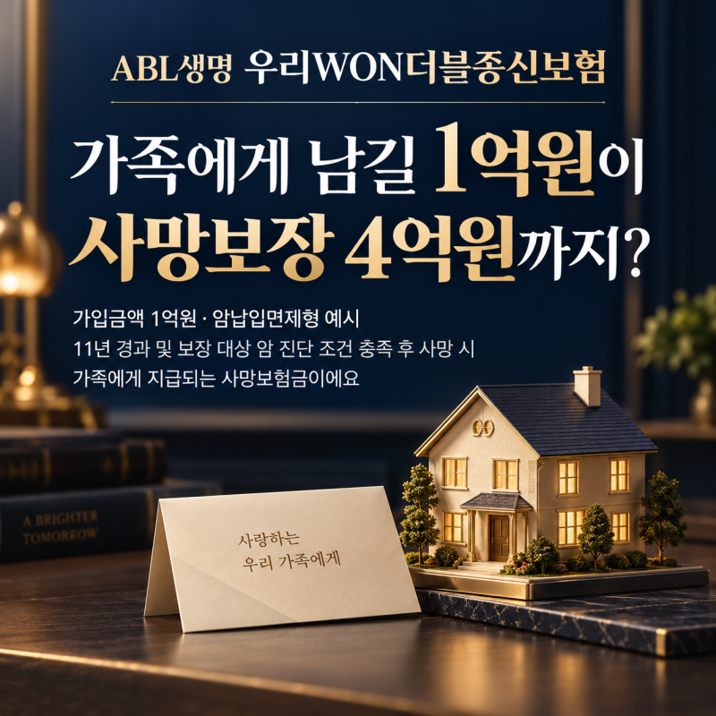 가족에게 남길 1억원이 4억원까지? ABL생명 우리WON더블종신보험, 암 진단 후 사망보장까지