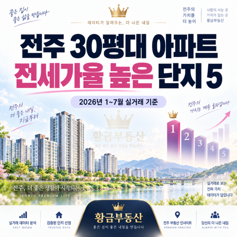 전주 30평대 아파트 전세가율 높은 단지 TOP 5