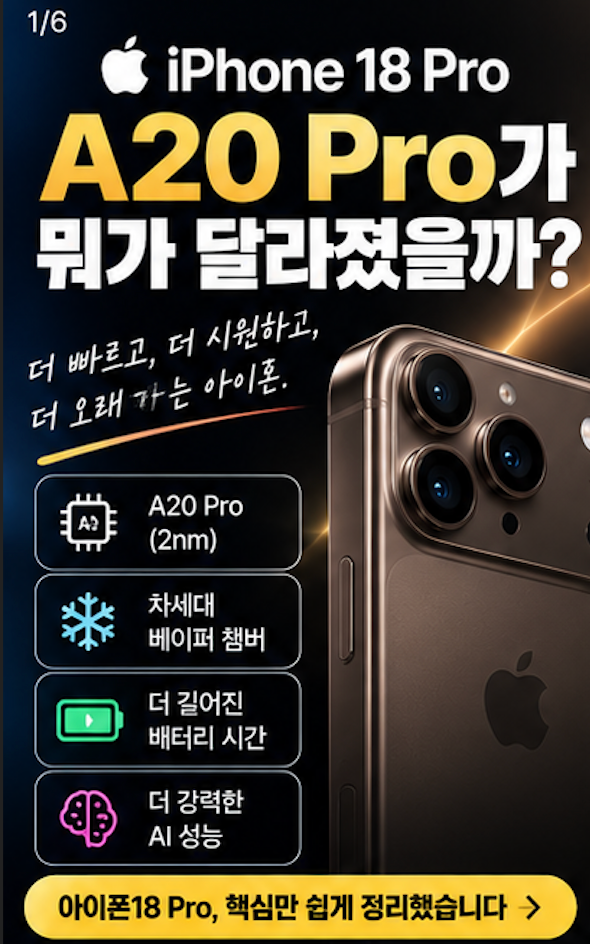 아이폰18 Pro A20 Pro 성능·배터리 총정리｜17 Pro보다 얼마나 좋아졌을까?