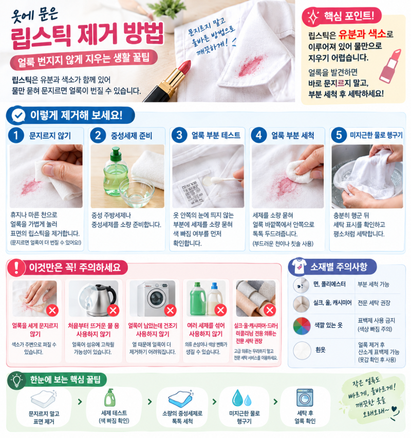옷에 묻은 립스틱 제거 방법
