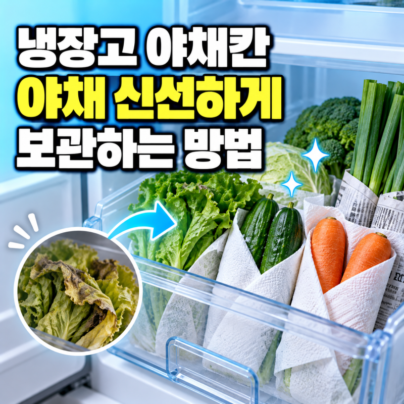 냉장고 신선실 야채칸 야채 신선하게 보관하는 방법