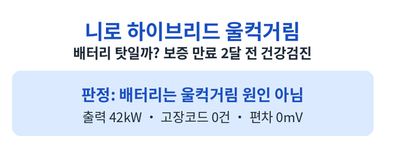 니로 하이브리드 울컥거림, 배터리 탓일까? 보증 만료 2달 전 배터리팩 건강검진 (17만km)
