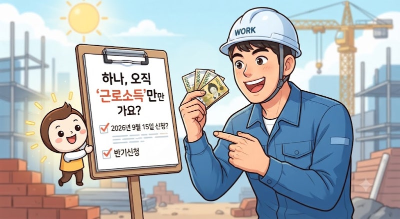 근로장려금 9월 반기신청, 2026년엔 9월 15일보다 ‘근로소득만 있는지’가 먼저다