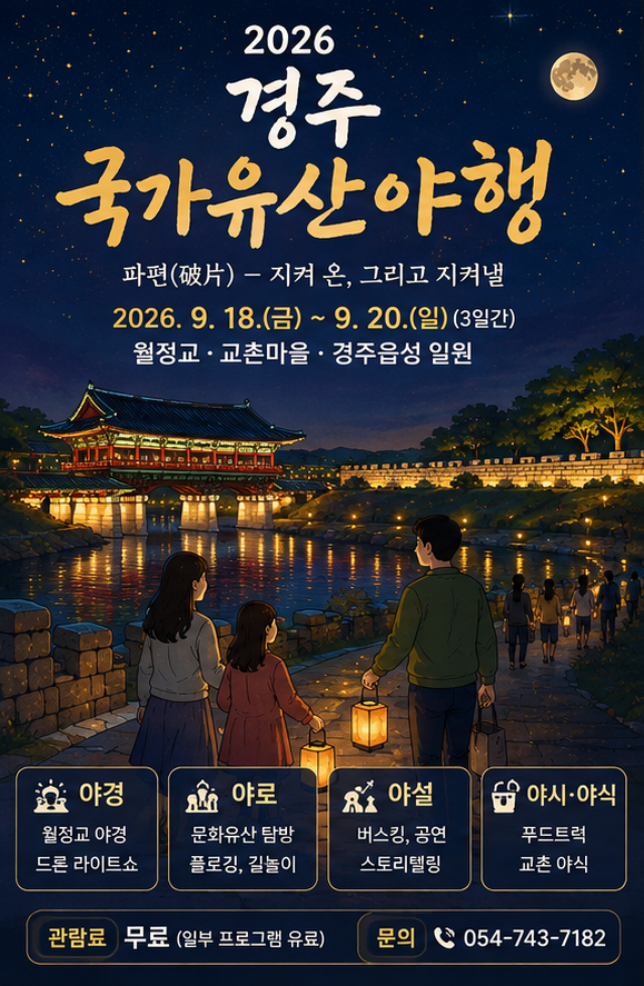 경주 가볼만한 곳｜2026 경주 국가유산야행 총정리｜일정·장소·프로그램·월정교 야경