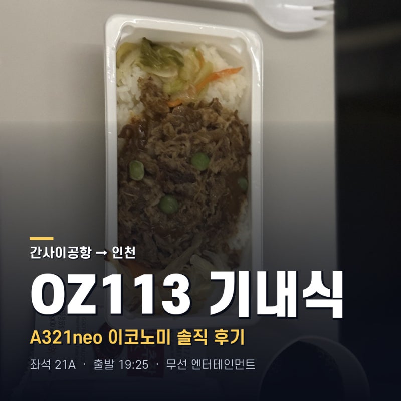 아시아나 A321neo 비상구 좌석 후기 | 오사카 인천 기내식까지