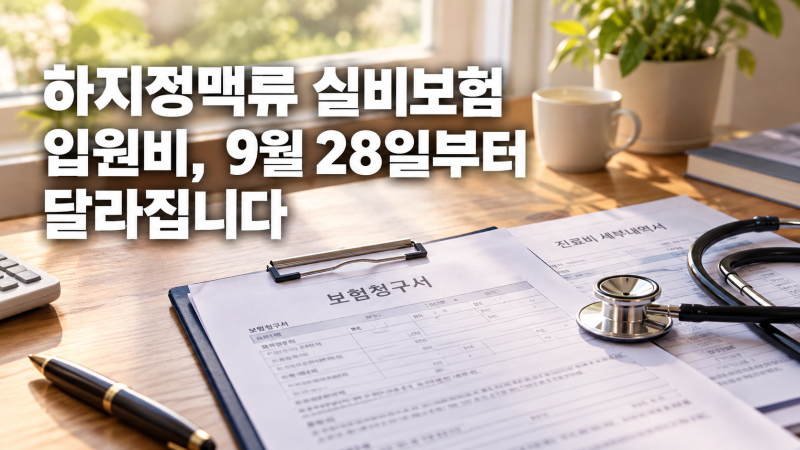 하지정맥류 실비보험 입원비, 9월 28일부터 달라집니다