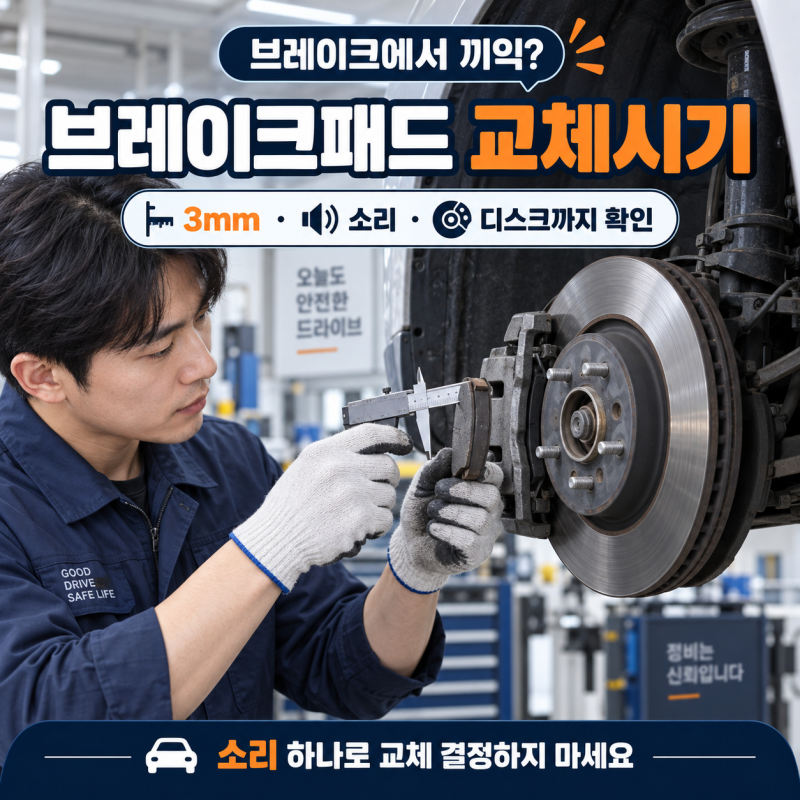 브레이크패드 교체시기｜끼익 소리·3mm·앞뒤 비용·디스크 교체 기준