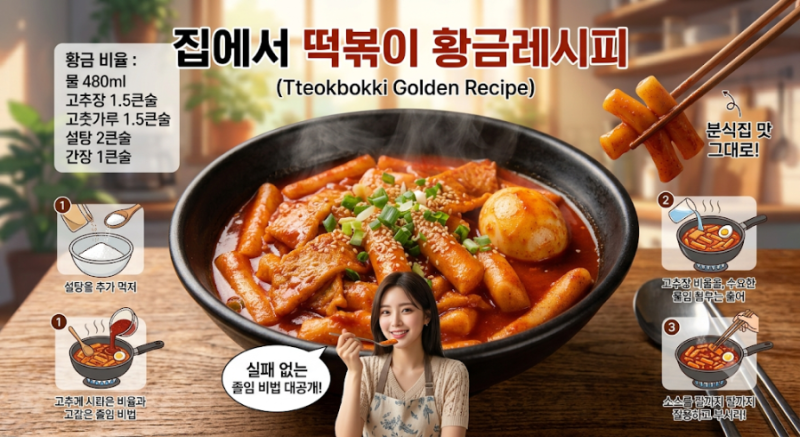 분식집 떡볶이 레시피 그대로, 집에서 떡볶이 황금레시피로 재현하기✨