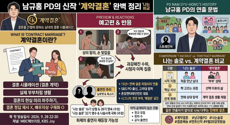 '나는 솔로' 남규홍 PD, 이번엔 결혼이다⋯ 신작 '계약결혼' 정체는?연애 다음은 결혼이다