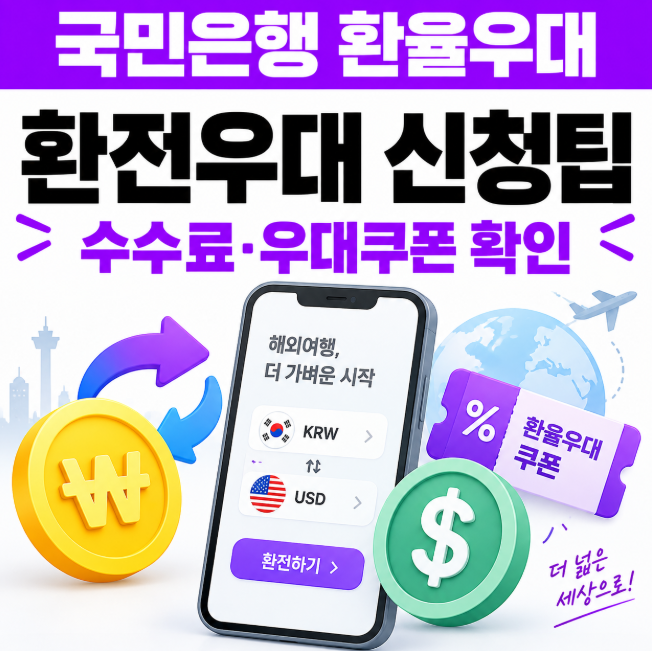 국민은행 환율우대 어떻게 받나요? 환전신청 방법·수수료·우대 쿠폰 확인