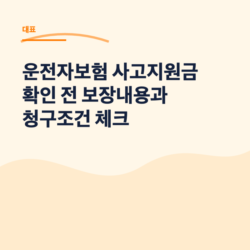 운전자보험 사고지원금 확인 전 보장내용과 청구조건 체크