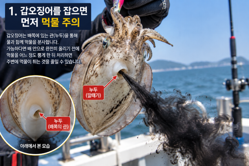 낚시로 잡은 갑오징어 보관법