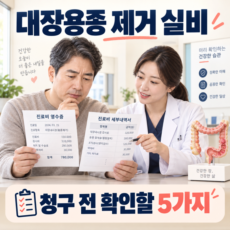 대장용종 제거 실비, 검진 중 발견했을 때 청구 전 확인할 5가지