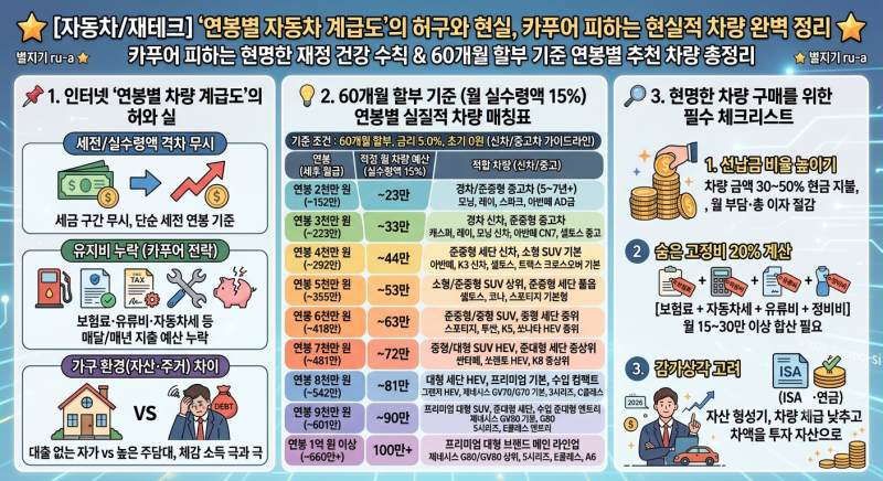 [차량/재테크] 연봉별 차량 계급도 허와 실! 실제 월급 15%로 구입 가능한 실질적 자동차 계급....