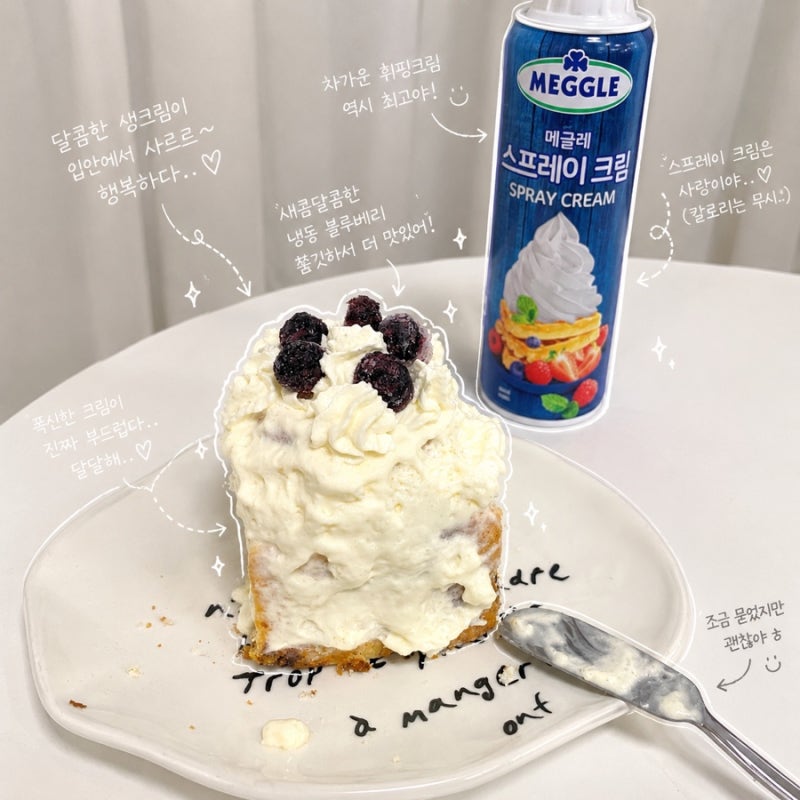 휘핑크림 추천 메글레 스프레이 휘핑크림으로 초간단 디저트만들기