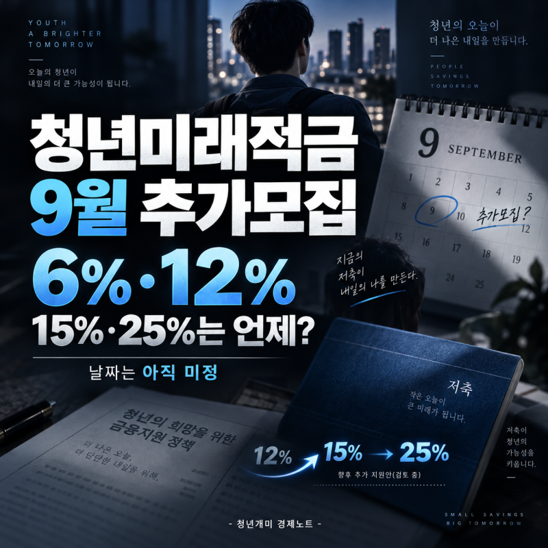 청년미래적금 9월 추가모집 날짜 미정, 25% 지원은 언제부터?
