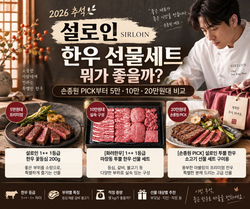2026 추석 설로인 한우 선물세트 뭐가 좋을까? 손종원 PICK부터 5만·10만·20만 원대 비교