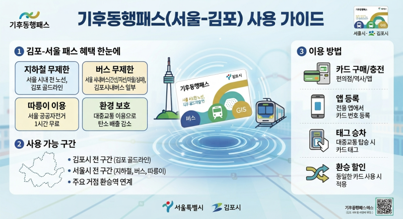 지옥돌림? 이제 걱정 끝! 기후동행패스 김포골드라인 및 지하철·버스 사용 범위 노선도 총정....