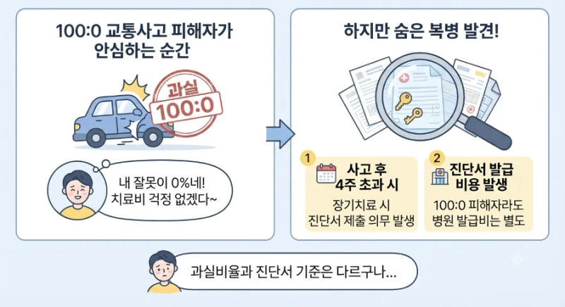 100대 0 교통사고 피해자라면 꼭 알아야 할 진단서 발급 비용과 4주 진단서 제출 기준 총정리