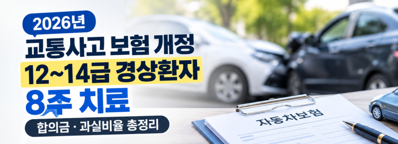 2026년 교통사고 12~14급 경상환자 8주 치료 후 예상 합의금과 과실비율 총정리
