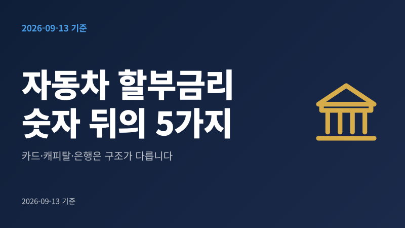 자동차 할부금리 함정 5가지｜카드·캐피탈·은행 구조 비교