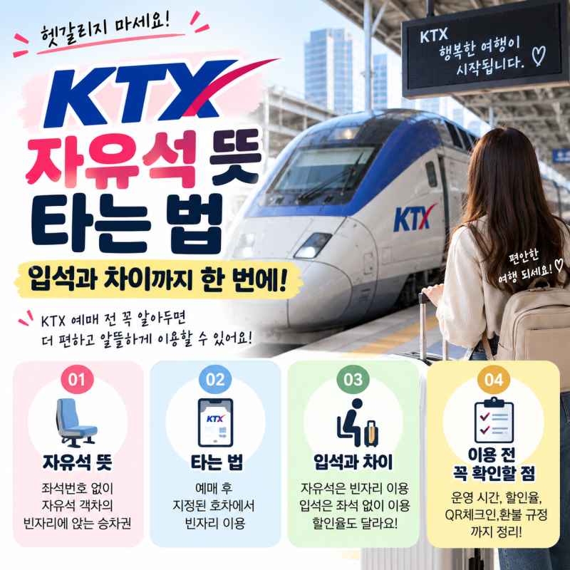 KTX 자유석 뜻, 어디에 앉을까? 입석과 차이부터 타는 법까지