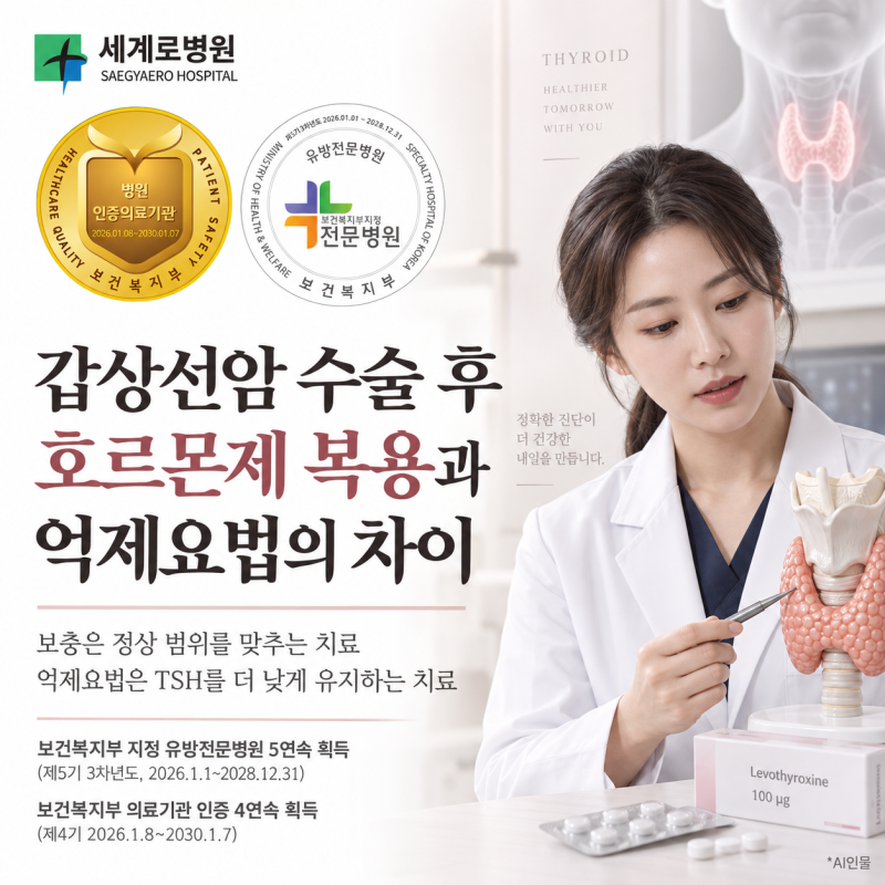 갑상선암 수술 후 호르몬제 복용과 억제요법의 차이