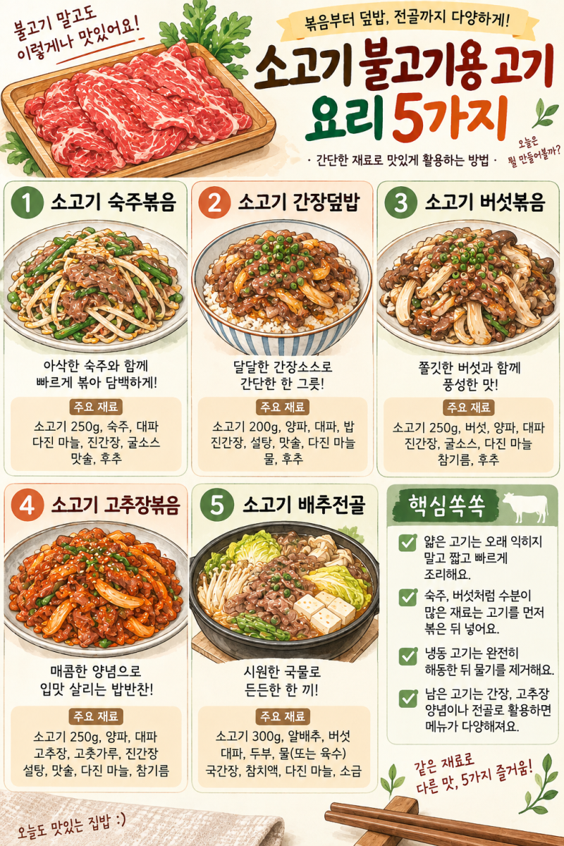 소고기 불고기용 고기 요리 5가지, 불고기 말고 다양하게 활용하는 방법