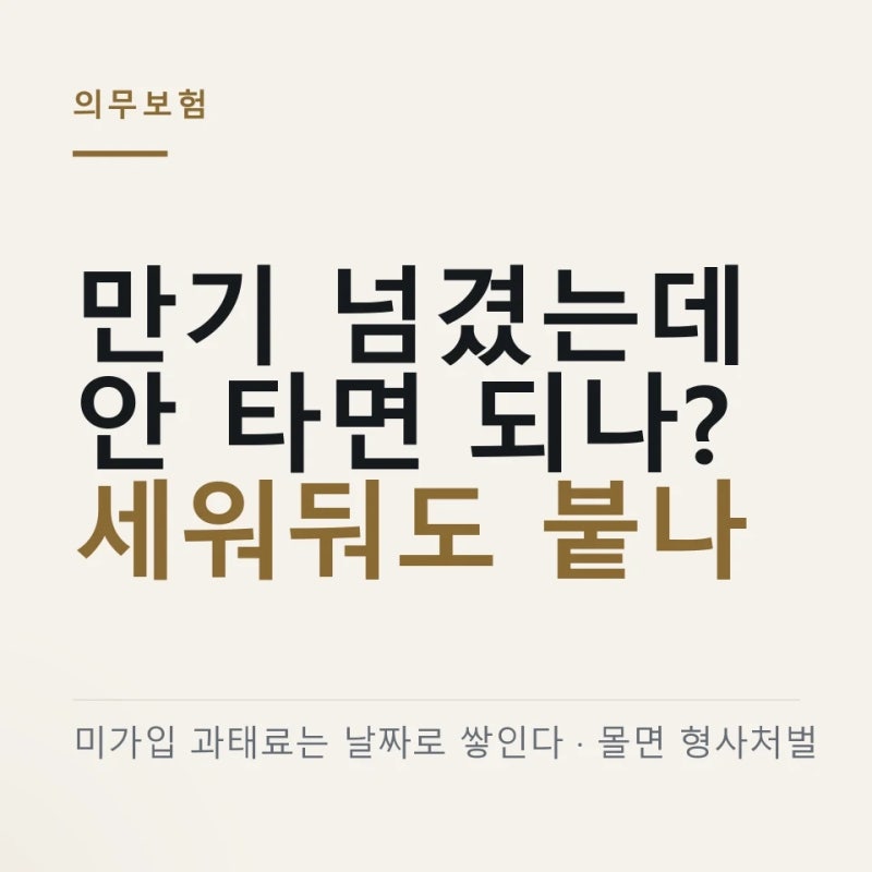 자동차 의무보험 미가입 과태료, 만기 넘기고 돈 없을 때 ｜ 11일째부터 하루 4천원
