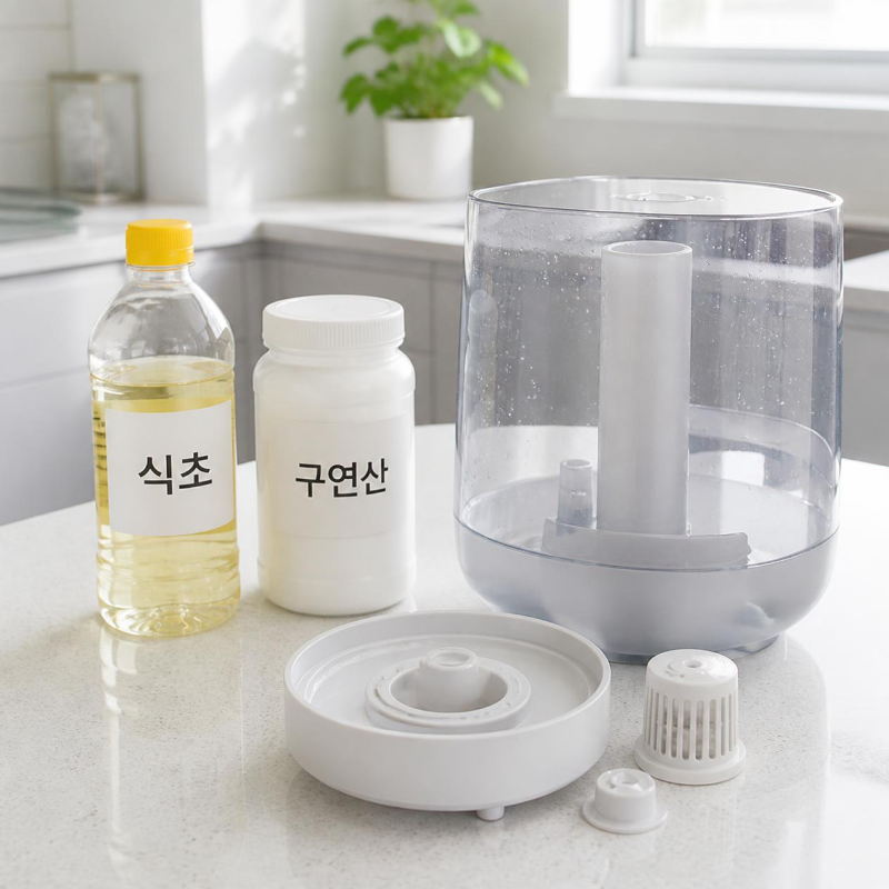 가습기 물때 청소 방법 미네랄 얼룩 없애는 법, 식초 구연산 석회 제거 비교