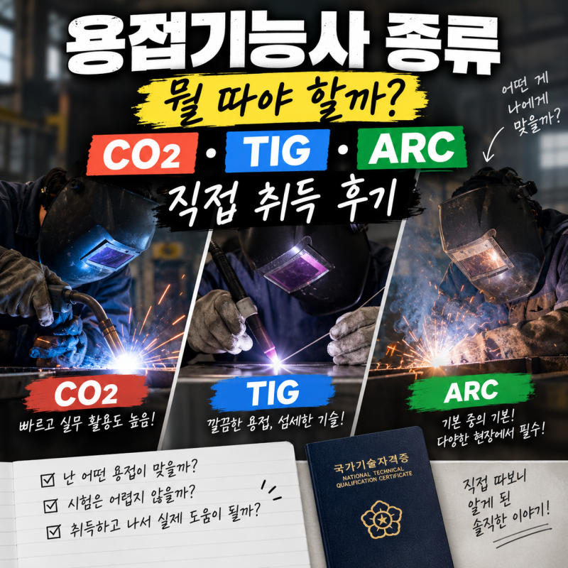 용접기능사 종류 뭘 따야 할까? CO2·TIG·ARC 직접 취득 후기