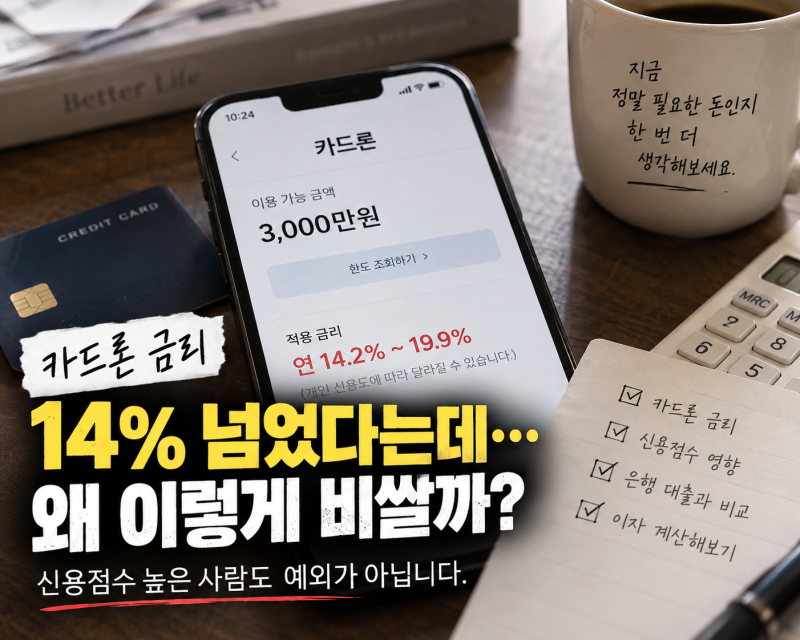 카드론 금리 14% 넘었다는데… 신용점수 높은 사람도 왜 이렇게 비쌀까?