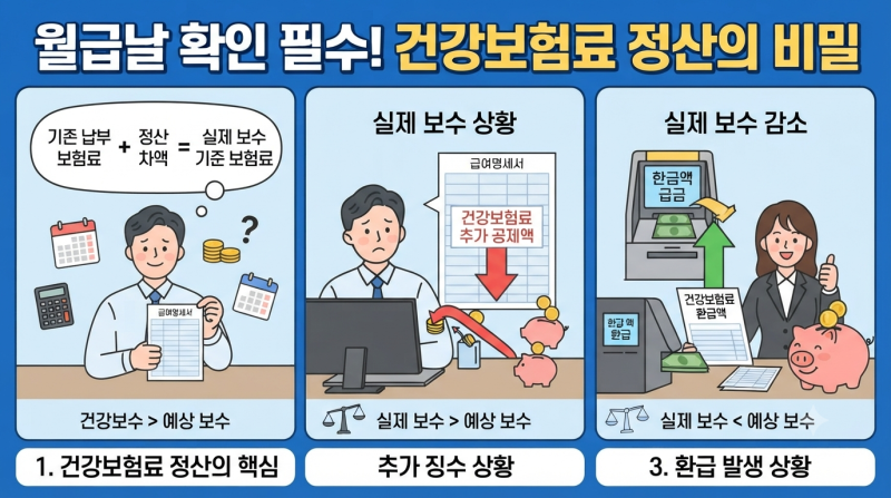 2026 직장인 건강보험료 정산 환급·추가납부 이유, 월급에서 갑자기 더 빠지는 이유