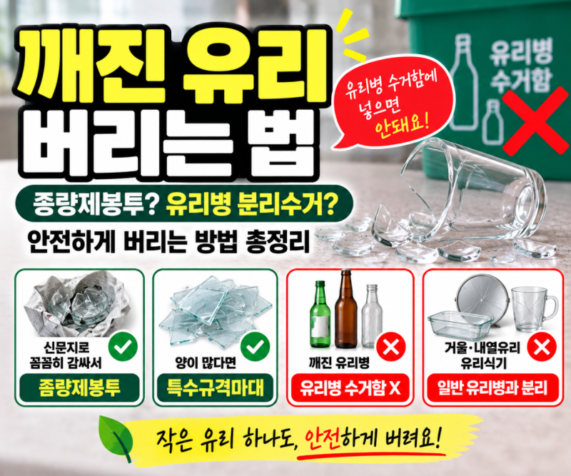 깨진 유리 버리는 법｜종량제봉투? 유리병 분리수거? 안전하게 버리는 방법