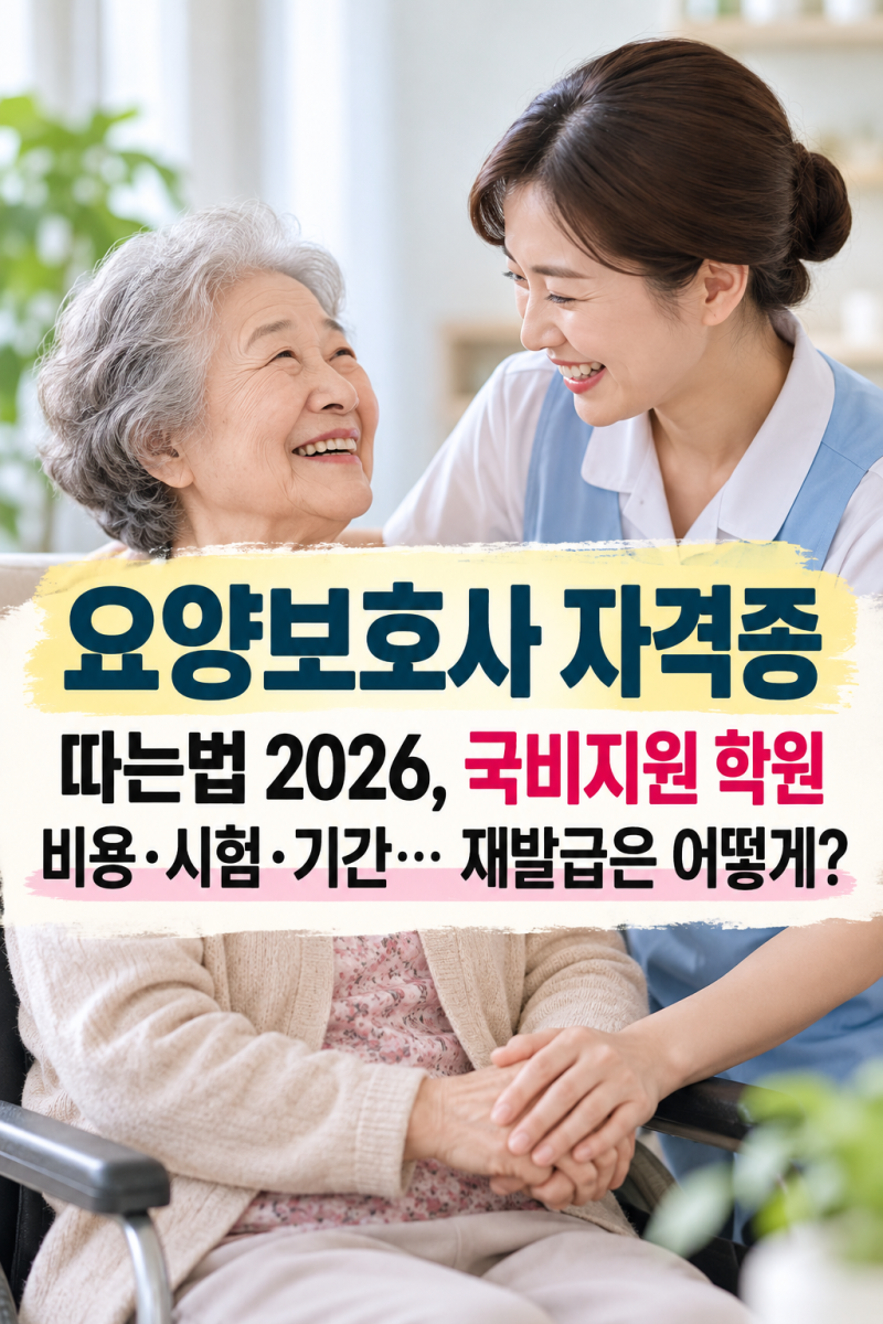 요양보호사 자격증 따는법 2026, 국비지원 학원·비용·시험·기간… 재발급은 어떻게?