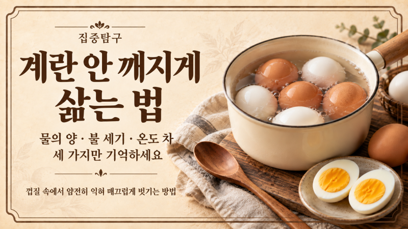 집중탐구: 계란 안 깨지게 삶는 법｜물의 양·불 세기·온도 차가 핵심입니다