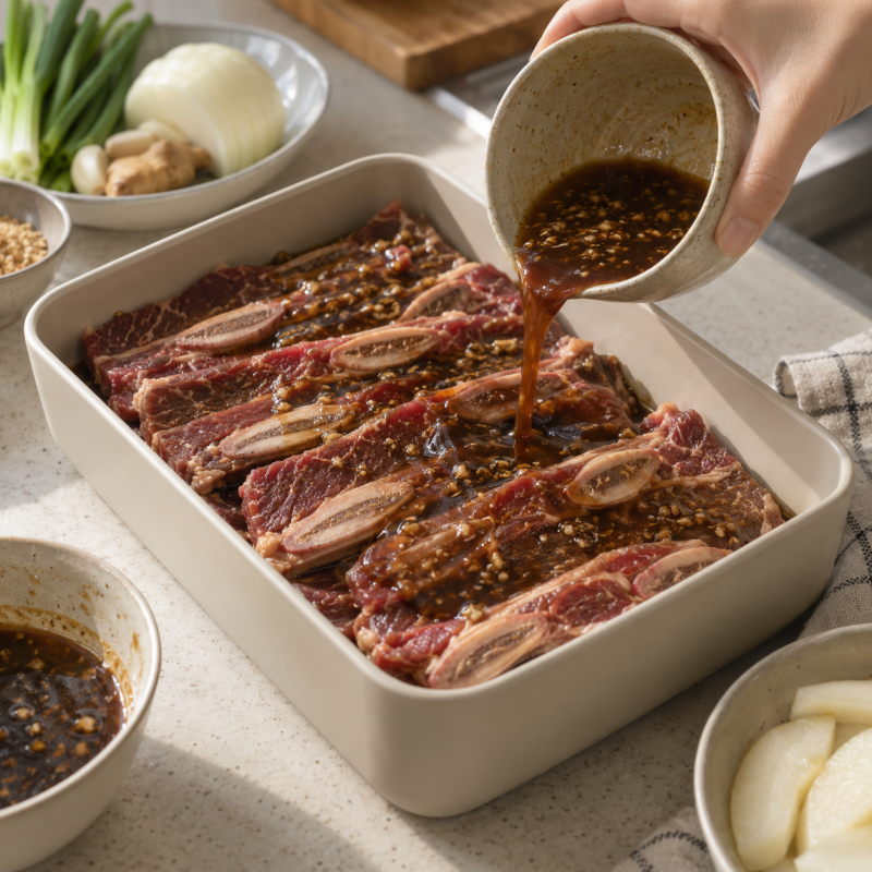LA갈비 재는법, 핏물 빼는 시간과 1kg 양념 비율 타지 않게 굽기