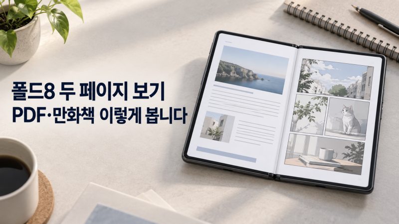 갤럭시 Z 폴드8 두 페이지 보기 설정, PDF·만화책 책처럼 보는 방법
