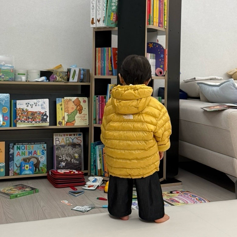 노스페이스 키즈 벤투스 경량패딩 노랑 110 사이즈 (16개월 80cm 돌 지난 아기)