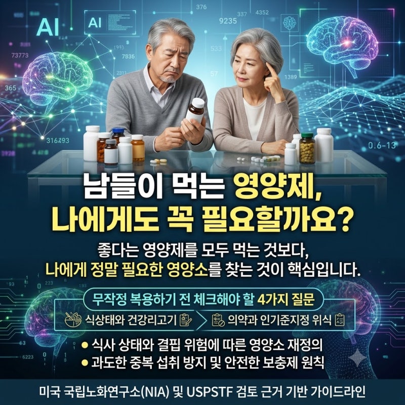 시니어에게 필요한 영양제는 무엇일까? 시니어 건강을 위한 영양제｜비타민D·B12·칼슘·오메....