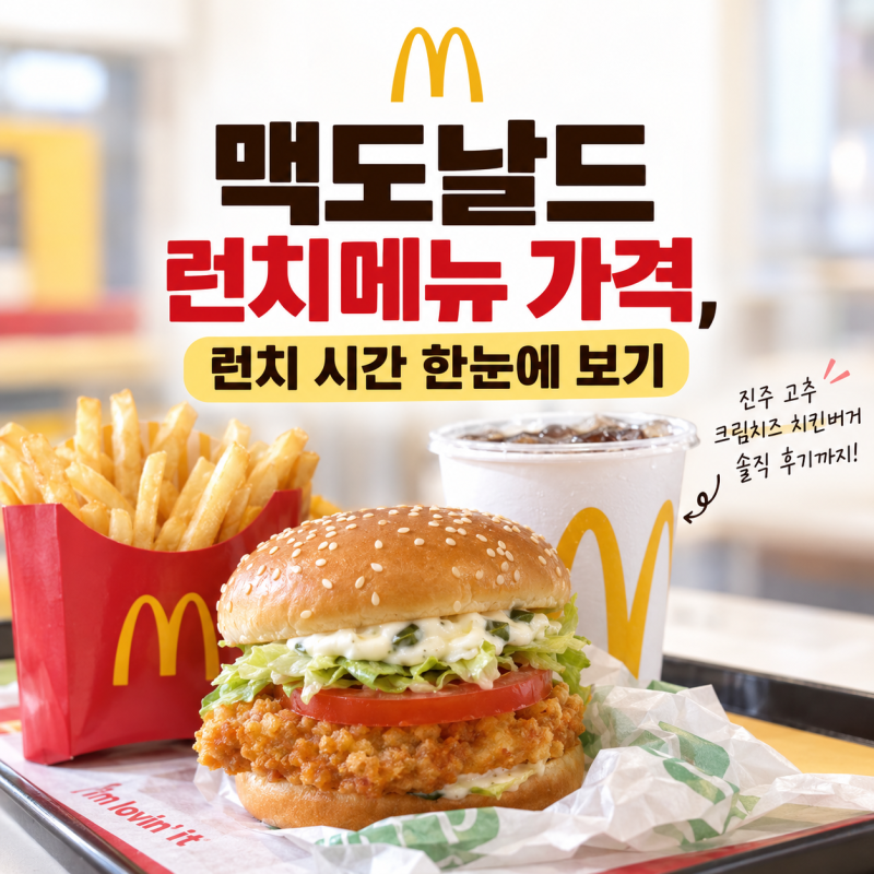 맥도날드 런치메뉴 가격 총정리｜런치 시간부터 맥도날드 신메뉴 할인꿀팁, 진주 고추 크림....