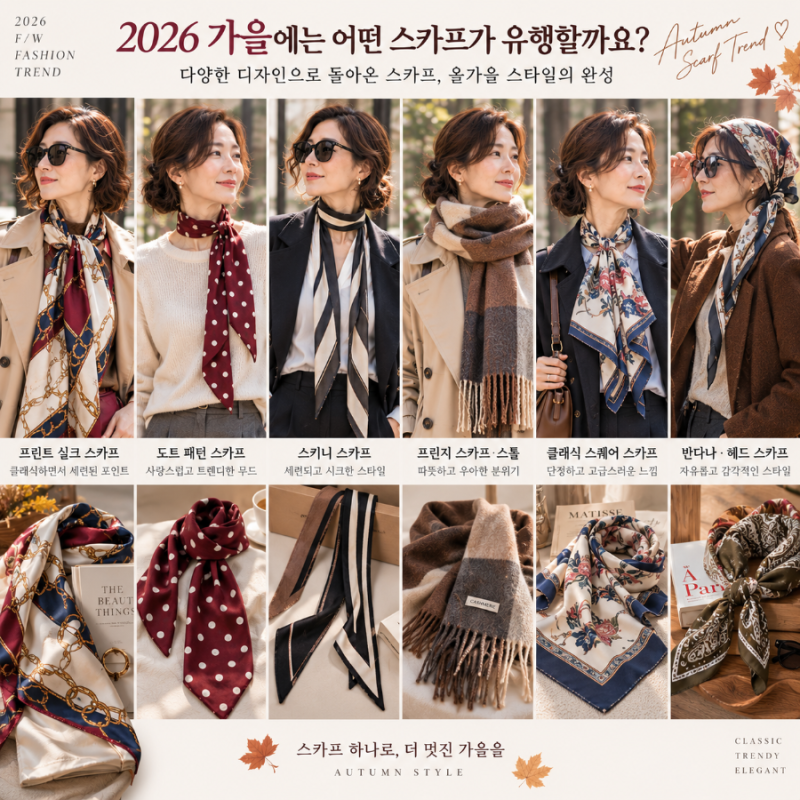 2026 가을 유행 스카프 패션｜50·60·70대 세련되게 매는 법과 2027 트렌드