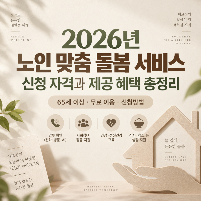 2026년 노인 맞춤 돌봄 서비스 신청 자격과 제공 혜택 총정리