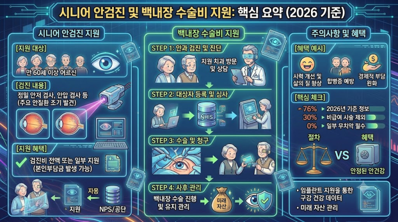 의료 혜택(안검사):노인 안검사 및 백내장 수술비 지원 대상신청법