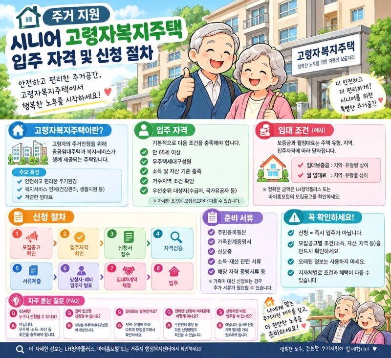 시니어 주거 지원, 고령자복지주택 입주 자격과 신청방법 총정리