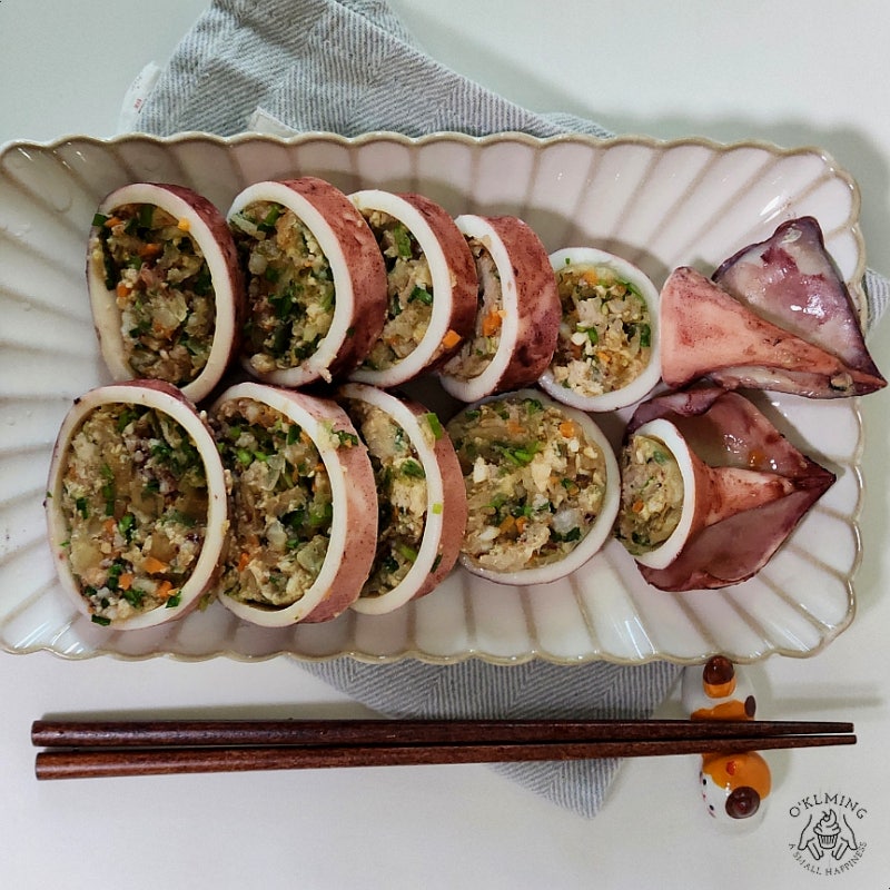 명절에 전 부치고 남은 재료 버리지 마세요! 15분컷 통오징어순대 만들기! (feat.술안주)