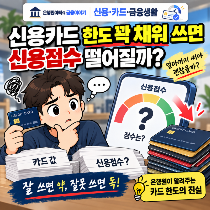 신용카드 한도 꽉 채워 쓰면신용점수 떨어질까?은행원이 알려주는 카드 한도의 진실